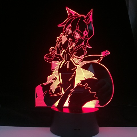 Luz de noche Led 3d de Anime de zorro senko-san para niños, decoración de dormitorio, Control remoto, 7 /16 colores ► Foto 1/6