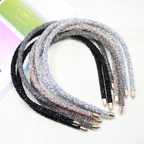 Lentejuelas Shinny hecho a mano diadema de las mujeres de la moda Color sólido pelo aro banda deporte diadema accesorios para el cabello ► Foto 1/6