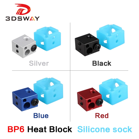 Piezas de impresora 3D 3DSWAY, bloque de calentamiento de XCR-BP6 para termistor de alta temperatura, calcetines de silicona, Kit Hotend, azul, rojo, negro, plateado ► Foto 1/6