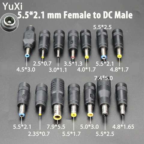 Conectores de adaptador de enchufe hembra DC 5.5X 2,1 MM a DC 7,9 5,5 4,8 4,0 3,5mm 3,0 2,5 2,1 1,7 1,35 0,7mm adaptador de corriente macho ► Foto 1/6