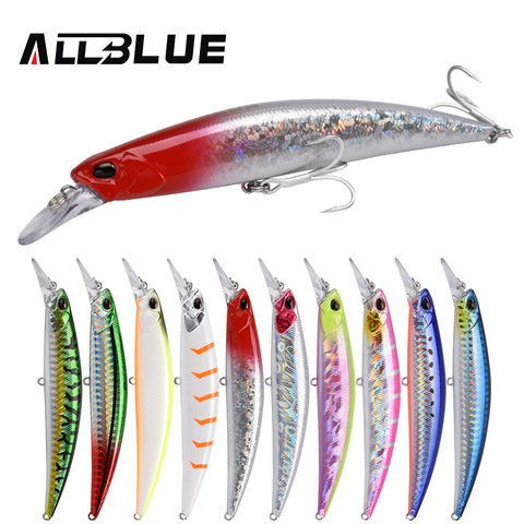 ALLBLUE-señuelo de pesca Jerkbait, aparejo de lubina de mar, 110S, peso fijo, hundimiento pesado, 110mm, 21G ► Foto 1/6