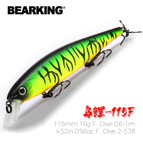 Bearking 2022 nuevo 115mm 16g buceo 0,6-1 m Señuelos de Pesca flotante cebo Artificial Predator Tackle JERKBAIT para lucio y Lucio ► Foto 1/6