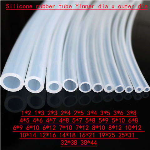 5m Tubo de goma de silicona 6x8 6x9 6x10 6x12 7x10 7x12 8x10 8x12 10x12 10x12 10x14 12x16 14x18mm manguera de tubo transparente para fontanería ► Foto 1/6