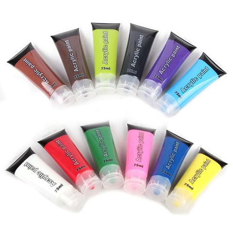 Manguera acrílica de 75ml para pintura de pared, pintura de tela para ropa, textiles, pigmento de fibra de uñas, suministros de pinturas de arte Acrílico ► Foto 1/6