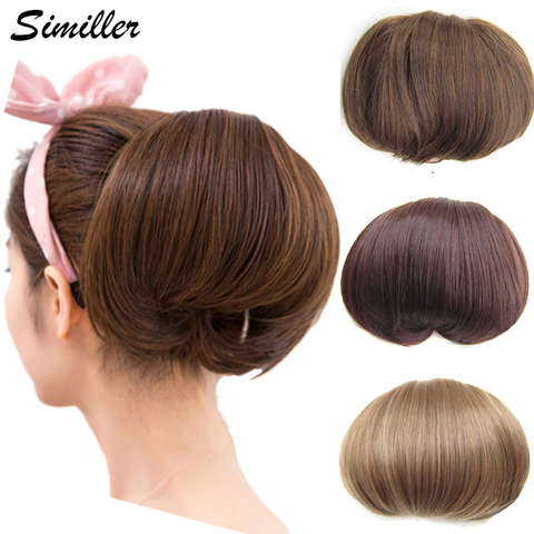 Similler-Extensión de cabello sintético para mujer, moño de pelo sintético, cola de caballo, Scrunchie, ondas elásticas, rizado, goma, 34 colores ► Foto 1/6