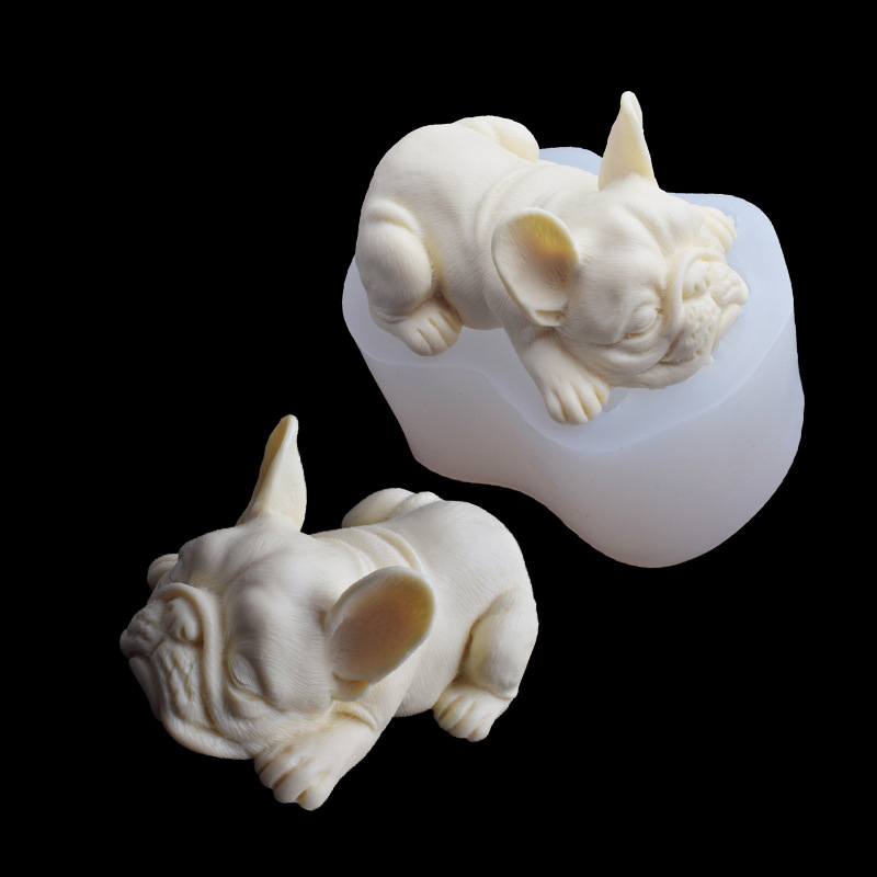 Uds 3d Bulldog francés jabón molde de silicona molde Fondant caramelo Chocolate pastel vela de decoración moldes de silicona para jabón ► Foto 1/6