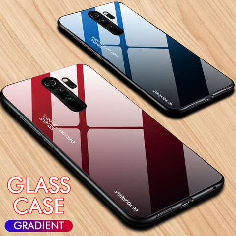 Funda de teléfono gradiente para Xiaomi Red mi Note 8 7 Pro funda de vidrio templado para Xiaomi mi 9 T Pro 9 SE Lite mi 9 T mi 9 T mensajes funda ► Foto 1/6