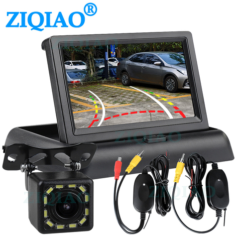 ZIQIAO-Monitor plegable para coche, pantalla LCD de 4,3 pulgadas, cámara de marcha atrás dinámica para sistema de monitoreo de estacionamiento ► Foto 1/6