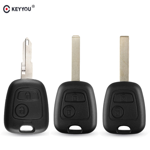 KEYYOU para Peugeot 106, 107, 206, 207, 306, 307, 406, 407 clave Shell botón 2 NE73 / VA2 / HU83 hoja de recambio de control remoto cubierta del coche caso ► Foto 1/6