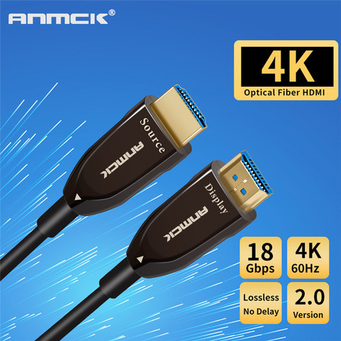 Anmck de fibra óptica Cable HDMI 2,0 4K 60Hz apoyo arco 3D HDR 18Gbps HDMI macho a macho para TV HD Monitor proyector 10M 15M 20M ► Foto 1/6