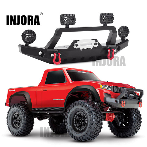 INJORA-parachoques delantero de Metal con luz Led para coche de control remoto, TRX-4, 1/10, Crawler Traxxas TRX4 Sport ► Foto 1/6