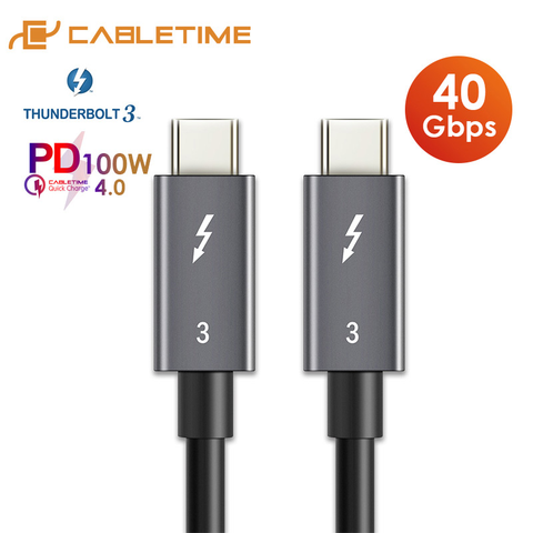 Thunderbolt 3 PD 100W Cable cable Thunderbolt 3 certificado 40Gbps tipo C a USB C para Macbook Pro de carga rápida C024 ► Foto 1/6