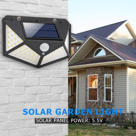 Luz LED Solar de pared para exteriores, lámpara de seguridad de jardín, impermeable, con Sensor de movimiento, 100 LED, color blanco cálido, novedad ► Foto 1/6