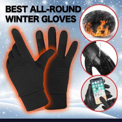 Guantes de invierno cálidos para hombre y mujer, guantes de Ciclismo de dedo completo, lana, para acampar, ciclismo esquí, motocicleta, pantalla táctil ► Foto 1/6