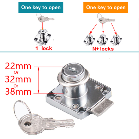 PQB-cerradura de cajón para muebles, cerradura con misma llave de 22/33/38mm, para puerta de armario, oficina, escritorio, letras, buzón de correos, ferretería ► Foto 1/6