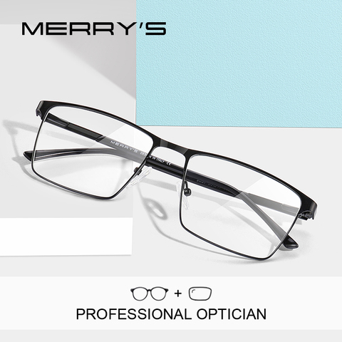 MERRYS-gafas graduadas cuadradas para hombre, anteojos para miopía, montura completa, estilo de negocios, S2057PG ► Foto 1/6