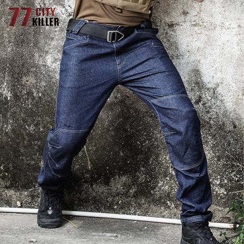 Pantalones vaqueros militares para Hombre, Jeans tácticos de asesino de la ciudad, tejanos de combate elásticos portátiles, multibolsillo, SWAT, 77 ► Foto 1/5