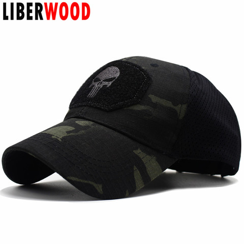 LIBERWOOD Multicam gorra de operador mechones calavera malla equipado táctico CP Fuerza Especial Sniper sombrero SWAT place parche ► Foto 1/6