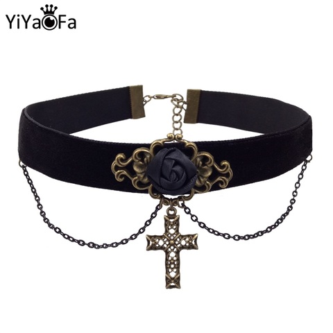 YiYaoFa-collar de Cruz Vintage para mujer, Gargantilla, collar de Jesús colgante, accesorios, DD-18 ► Foto 1/6