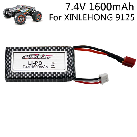 7,4 V 1600mah Lipo batería para XINLEHONG 9125 juguetes de Control remoto coche espaÃ a 9125 batería de 7,4 V venta al por mayor ► Foto 1/6