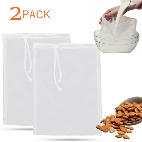 Bolsas de leche con forma de tuerca para escurrir, bolsas de nailon de grado alimenticio reutilizable, bolsa de frutos secos, leche de soja, zumo, Yogurt, filtro de café, elaboración de cerveza, 2 uds. ► Foto 1/6