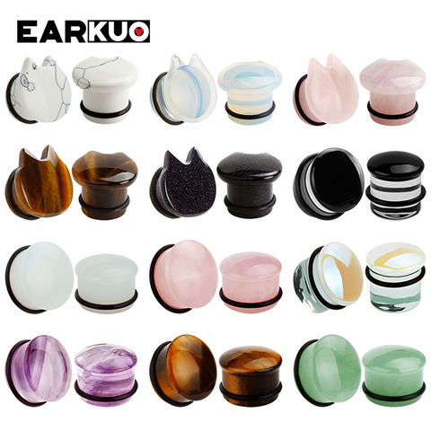 EARKUO-tapones para los oídos de piedra para el coche, joyería para el cuerpo, pendientes, expansores, 6-16mm, cristal de último y mejor calidad ► Foto 1/6