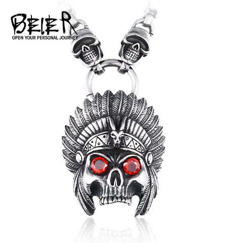 BEIER-colgante de calavera de collar con colgante punk para hombre ► Foto 1/6