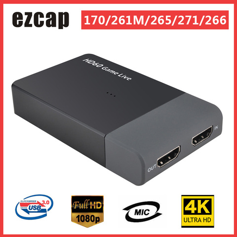 Ezcap170/261M/265/271/266 captura de vídeo HD 1080P juego Streaming en directo HD convertidor de vídeo 4K de entrada de vídeo para XBOX uno PS4 ► Foto 1/6