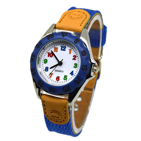 Lindo niños niñas de cuarzo reloj de los niños correa de tela Correa estudiante reloj de pulsera para regalo de número de colores Dial reloj LL @ 17 ► Foto 1/6