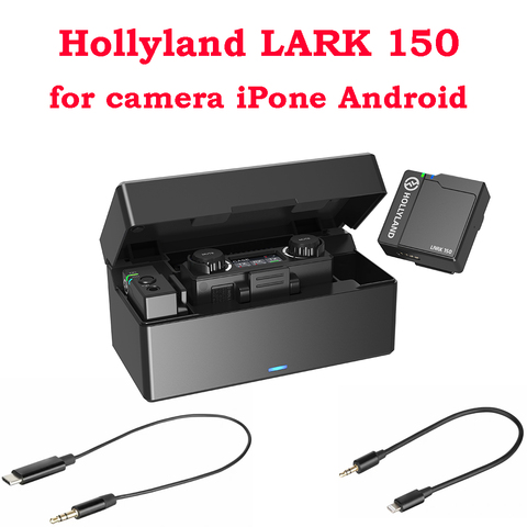 Hollyland-Micrófono de solapa inalámbrico LARK 150, micrófono Lavalier con Clip, 2,4G Hz, caja de carga para cámara DSLR, teléfonos inteligentes, iPone, Android ► Foto 1/6