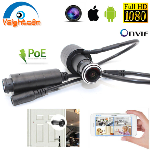 Vmeyesuper de Audio y vídeo HD 1080P H.265 P2P 2,1mm de la lente de ojo de pez de seguridad CCTV mirilla ojo de la puerta POE Cámara mirilla PUERTA DE LA Vsightcam ► Foto 1/6