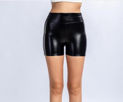 Pantalones cortos ajustados de moda para mujer, Sexy pantalón corto negro para Club nocturno, pantalón sudadera deportiva de PU, planta de cuero de talla grande 3XL ► Foto 1/5