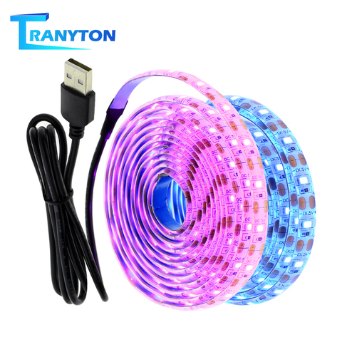 Tira de luces LED de 5V con USB 2835, Flexible, 50CM, 1M, 2M, 3M, blanco cálido, lue de hielo, púrpura, rosa, RGB, para fondo de TV, cinta con motivos nocturnos ► Foto 1/6