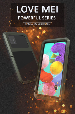 Funda de teléfono para Samsung Galaxy A51, A71, 5G, 4G, LOVE MEI, carcasa de Metal a prueba de golpes y agua para Galaxy A41 con cristal ► Foto 1/6