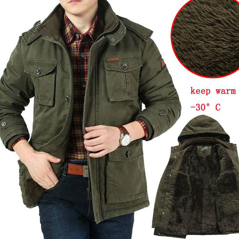 Parkas de invierno gruesas de marca para hombre de talla grande 7XL 8XL chaqueta militar de invierno para hombre, prendas de vestir de lana Parkas de algodón para exteriores ► Foto 1/6