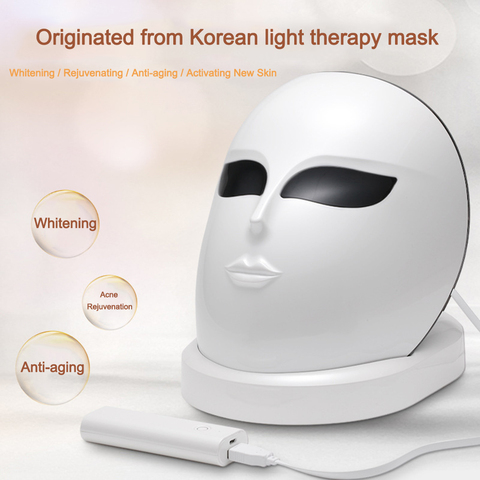 Wakeforyou instrumento Facial fotón máscara terapia 7 Color LED cuello rejuvenecimiento de la piel Anti acné arrugas tratamiento de belleza ► Foto 1/6