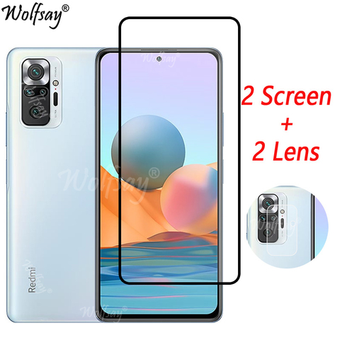 Funda completa templada de cristal para Redmi Note 10 Pro, Protector de pantalla para Redmi Note 10 Pro, cristal de cámara ► Foto 1/6