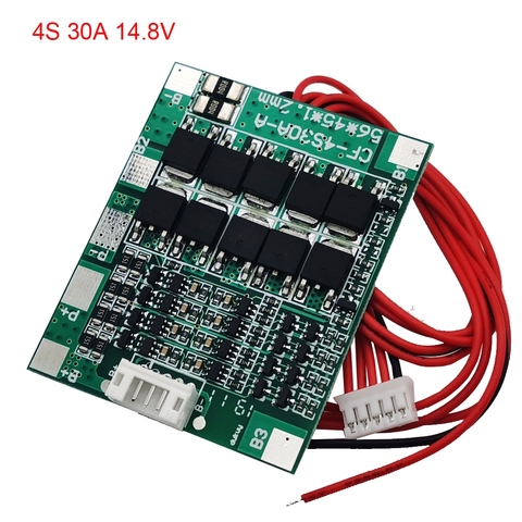 4S 30A 14,8 V Li-ion de litio de 18650 batería BMS paquetes tablero de protección de PCB equilibrio Circuitos integrados con cable ► Foto 1/5