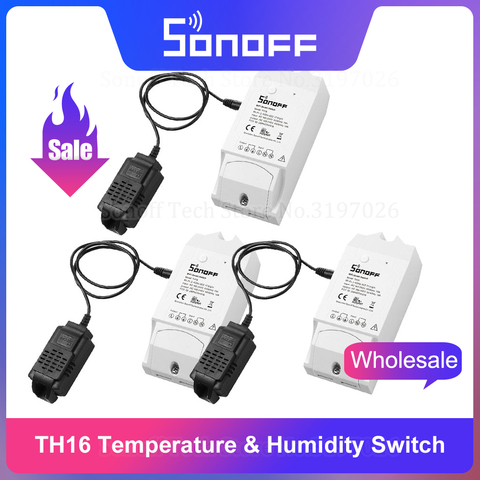 Itead Sonoff TH16 15A Wifi interruptor inalámbrico inteligente Sensor de temperatura y humedad eWeLink trabaja con Alexa Google IFTTT ► Foto 1/6