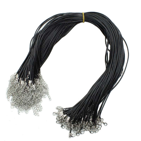 10 unidades de cuerda trenzada de 45cm para fabricación de joyas, cordón de cuero negro Multicolor de 1,5mm, cuerda ajustable para DIY, collar, pulsera ► Foto 1/2