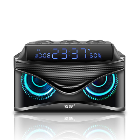 SOAIY-altavoz Subwoofer Bluetooth con pantalla LED, diseño de búho, inalámbrico, tres altavoces, para ordenador ► Foto 1/6