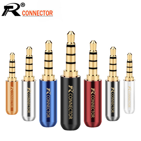 10 unids/lote conector de 3,5mm 4 polos estéreo 3,5mm macho de tubo de cobre chapados en oro enchufe auricular 4 PIN 3,5mm Jack ► Foto 1/6