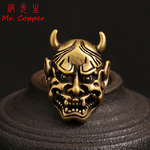 Remaches de cabeza de calavera de diablo góticos, máscara de Hannya de latón macizo, remaches japoneses malvados, bolso de cuero artesanal, BILLETERA, botones de decoración de ropa ► Foto 1/6