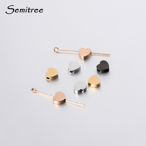 Semitree-Cuentas de corazón de acero inoxidable para fabricación de collares, cuentas espaciadoras de oro rosa negro de 8mm, accesorios de joyería DIY, fabricación de collares de pulsera hecha a mano, 5 uds. ► Foto 1/5