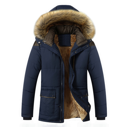 Chaqueta gruesa de invierno para hombre, Parkas de algodón con capucha, cuello de piel sintética, chaquetas a prueba de viento, abrigo de talla grande, 7XL ► Foto 1/6