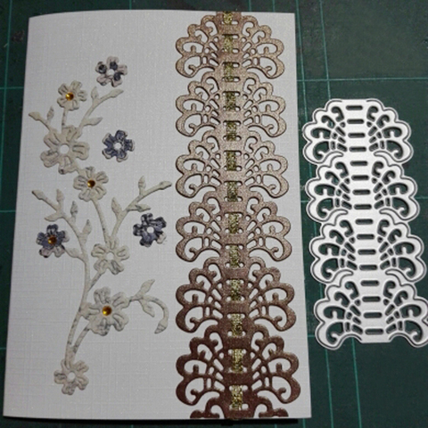 Nuevo encaje flor Límite de borde de corte de Metal muere plantillas de flor de ciruela para bricolaje Scrapbooking decorativo artesanía grabador de relieve para tarjetas de papel ► Foto 1/4