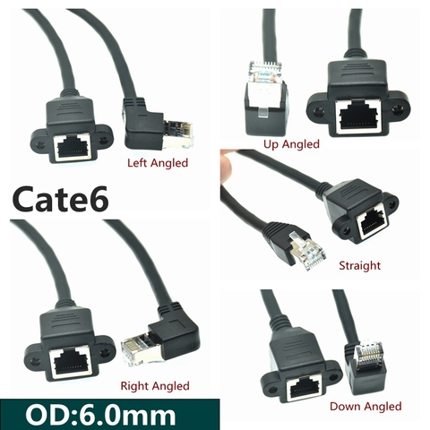 Cable de extensión de red Ethernet Cat 6e RJ45 8P8C FTP STP UTP Cat 5e, macho a hembra, con agujeros de montaje en Panel, 30cm, 1m, 1,5 m, 3m ► Foto 1/3