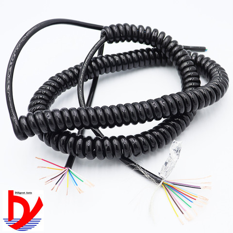 Cable telescópico de PU de 12 núcleos 24AWG, cable de resorte blindado de 12 núcleos, cable telescópico en espiral, cable estirable ► Foto 1/6