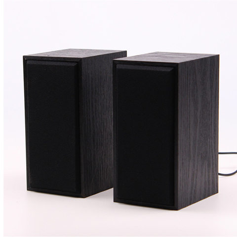 Altavoces de madera con cable USB para ordenador, reproductor de música estéreo, subwoofer, caja de sonido para ordenador portátil, altavoz Multimedia de madera ► Foto 1/6