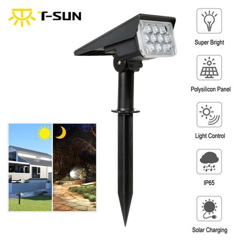 T-SUNRISE-Foco solar ajustable para exteriores, luz solar de jardín IP65, superbrillante, de pared y paisaje, 6000k, 20LED ► Foto 1/6